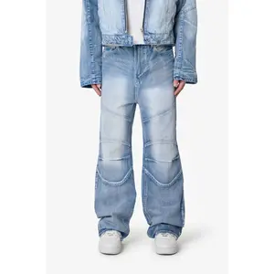 mnml Paneled Moto Denim - Washed Blue