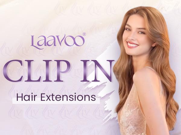 LaaVoo Clip in Hair Extensions Real Human Hair Double Weft Clip in Extensions 7 Counts TikTokShopHolidayHaul SpringStatements
