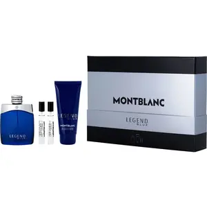 Mont Blanc Legend Blue Set-Eau De Parfum Spray 3.3 Oz & All Over Shower Gel 3.4 Oz & Eau De Parfum Spray 0.25 Oz Mini X 2 For Men