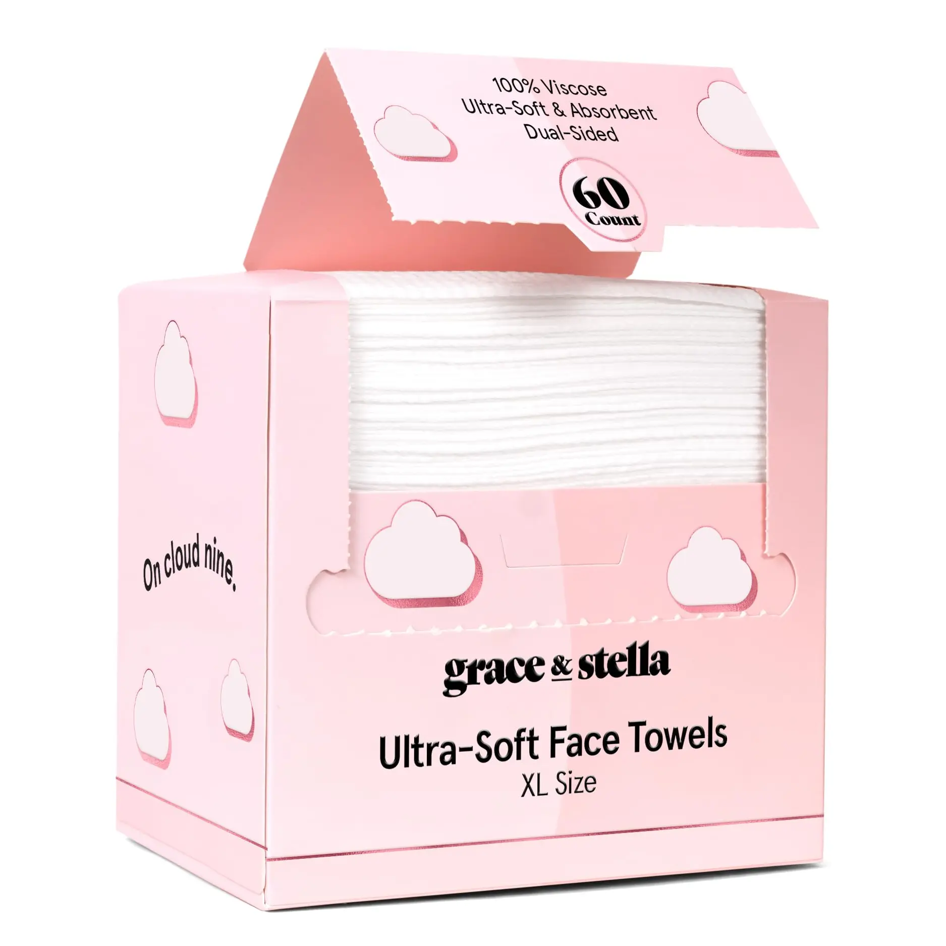 Disposable Face Towels – Ultra-Soft, Hygienic, Eco-Friendly, Breakout Prevention Cleansing Cloths by grace & stella