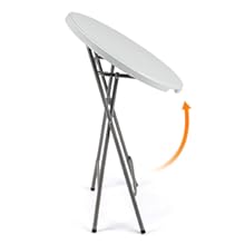 VINGLI 23.5/32" Plastic Folding Round Table Bar Height, HDPE Matrial with Gray Metal Finish, High Top Table for Outdoor Party, Cafes, Restaurants, Backyard, Dining Room, Wedding Event,1 Pack