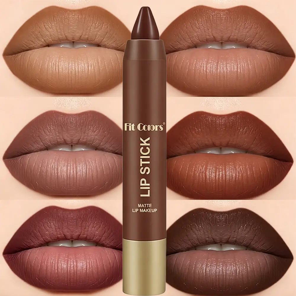 6pcs/set Matte Brown Lipstick, Individual Lipsticks, Waterproof, Non-stick Cup, Soft Texture, Suitable for All Skin Types, Wonderful gift Gloss Lipgloss Makeup Friend Cosmetic Glossy