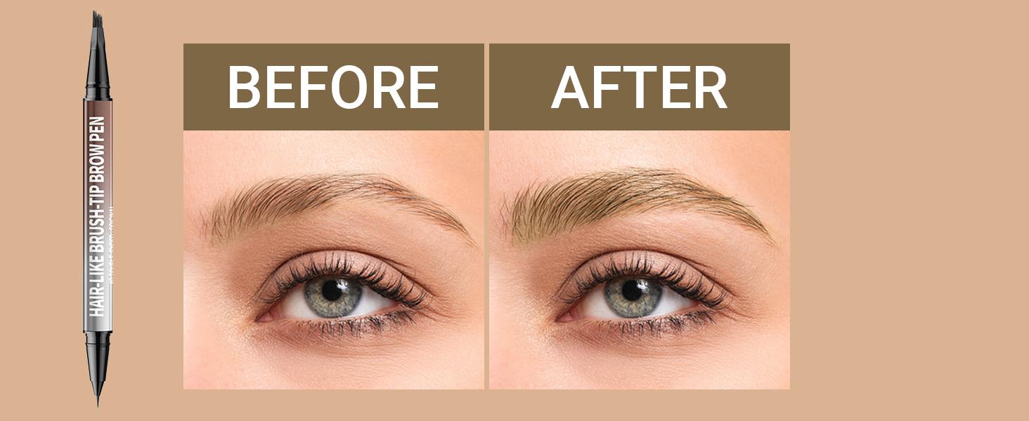 iMethod Original 4D Brush Tip Waterproof Microblading Eyebrow Pen, 2-in-1 Dual-Ended, Natural Hair-Like Strokes, Long-Lasting