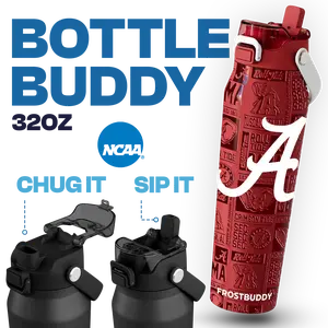 Bottle Buddy - Collegiate Edition - Dual Function lid Water Bottle - Stainless Steel - Double Wall Insulated