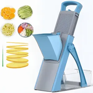 Mandoline Slicer for Kitchen, 6 in 1 Vegetable Chopper, French Fry Cutter For Potatoes, Potato Slicer & Peeler, Food Chopper, Adjustable Thickness 0.1-8 mm, With Peeler/Cleaning Brush