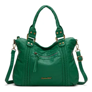 Montana West Black Hobo Bags for Women Soft Washed Leather Handbags Crossbody Purses Retro Shoulder Bags