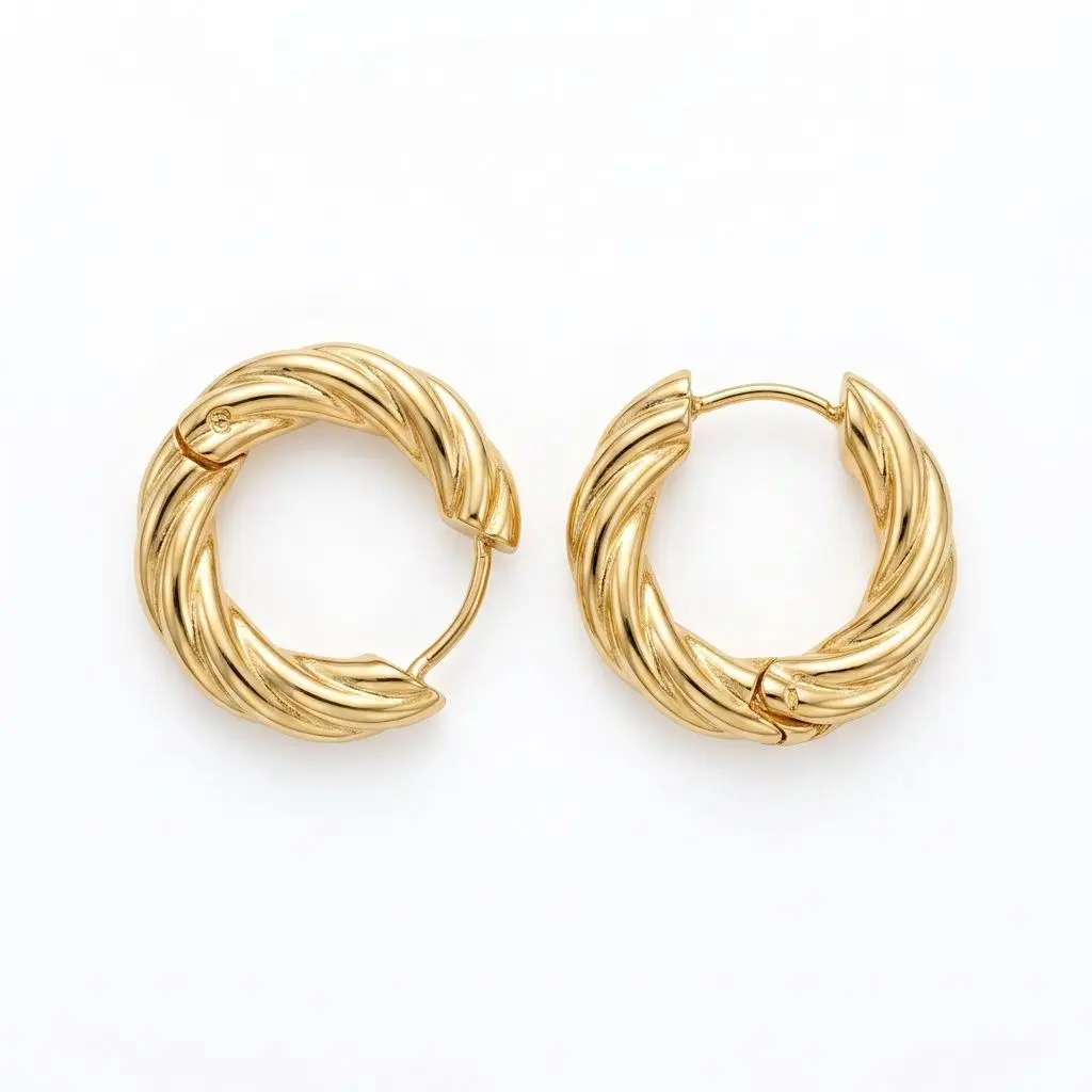 14K Gold Twisted Croissant Huggie Hoop Earrings — 14mm Small Dainty Hoops for Women, Hypoallergenic Everyday Jewelry, Gift for Mom Her Wife Girlfriend campingessentials