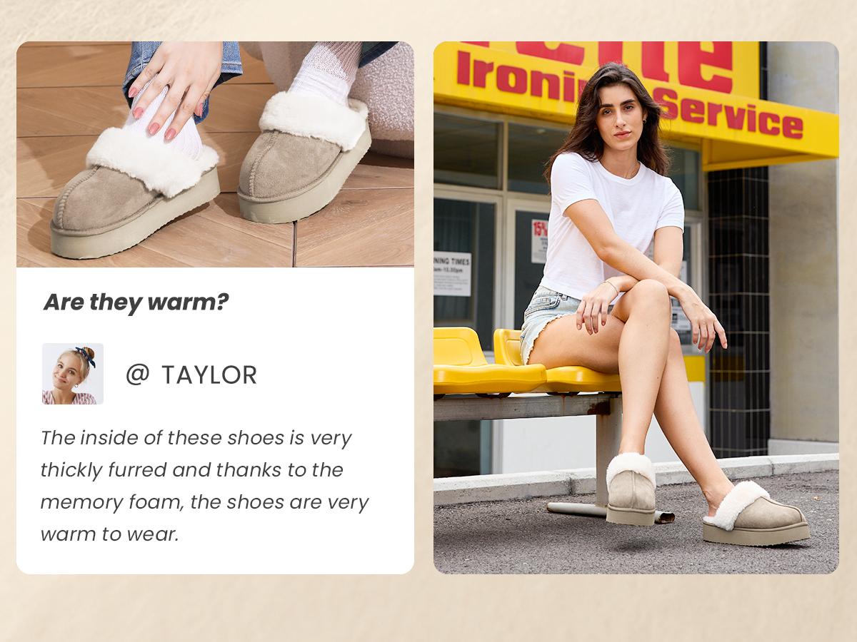 OOW Fuzzy Platform Slippers for Women - Women's Casual Winter House Slippers - Brown, Faux Fur & Shearling Blend - Women's Size OOW Fuzzy Platform Slippers for Women - Women's Casual Winter House Slippers - Brown, Faux Fur & Shearling Blend - Women's Size