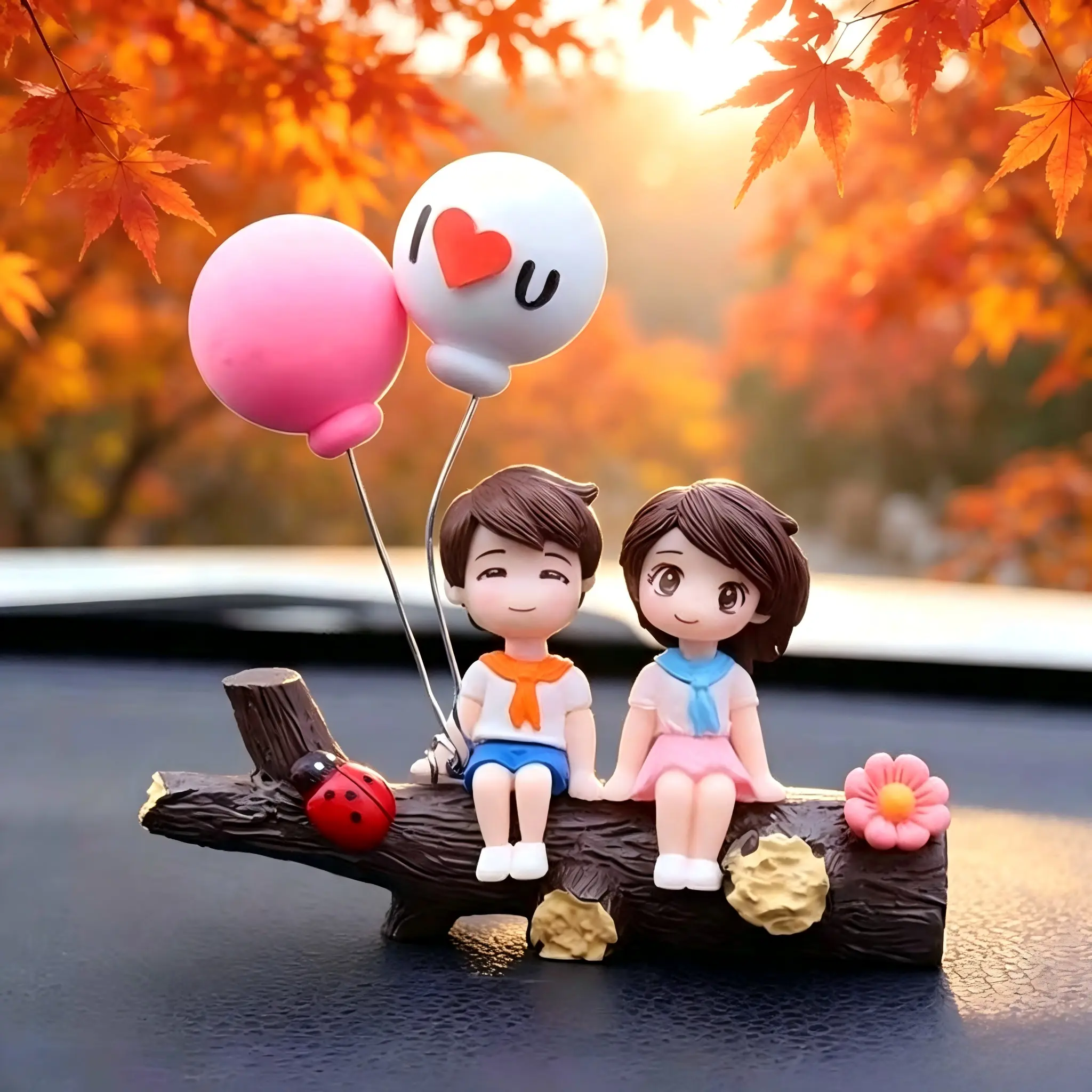 Cartoon Couple Set Ornamental ABS Plastic Charming Pair Car Interior Decoration, Automotive Ornaments, Fashion Car Accessories, Teenage Girl Gifts, Mid-Year Sale Deals, Restock