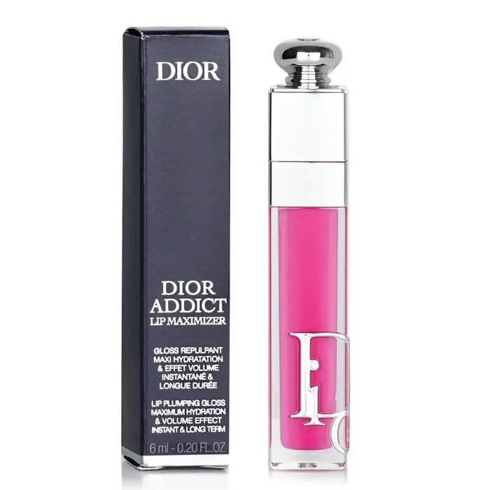 DIOR Addict Lip Maximizer Hydrating Lipgloss with Hyaluronic Acid, Makeup Lip Gloss in #007 Raspberry Cherry Shade, Lip Care