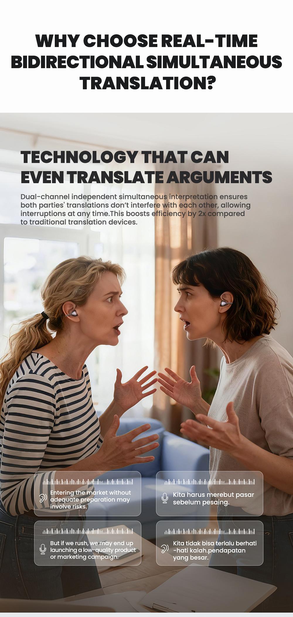 HTC NE67 AI Headset Translates 134 Languages with App Download Wireless Earphone 30-Hour Battery IPX Waterproof Hi-Fidelity Sound for Movies Music Sports Office