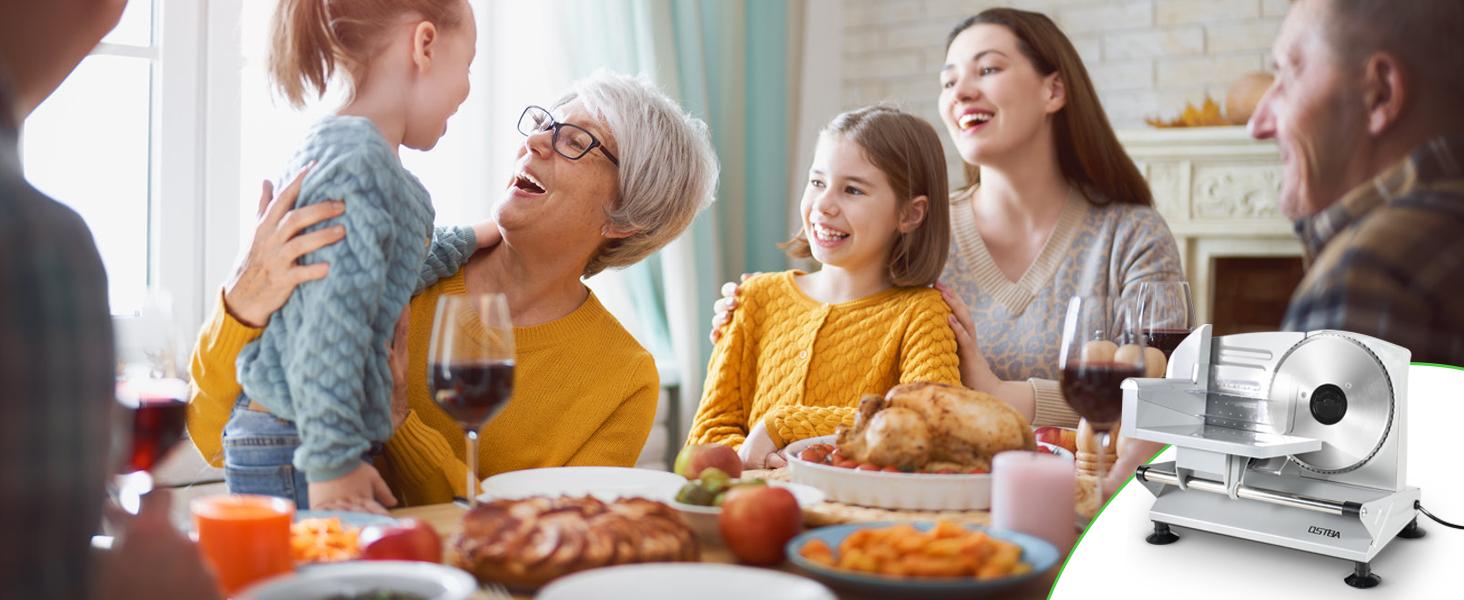 OSTBA Meat Slicer Machine for Home, Electric Deli Food Slicer with Removable 6.7” Stainless Steel Blades, 0-15mm Adjustable Thickness, Easy to Clean, 150W, Ideal for Cold Cuts, Cheese, Bread, Fruit OSTBA Meat Slicer Machine for Home, Electric Deli Food Slicer with Removable 6.7” Stainless Steel Blades, 0-15mm Adjustable Thickness, Easy to Clean, 150W, Ideal for Cold Cuts, Cheese, Bread, Fruit