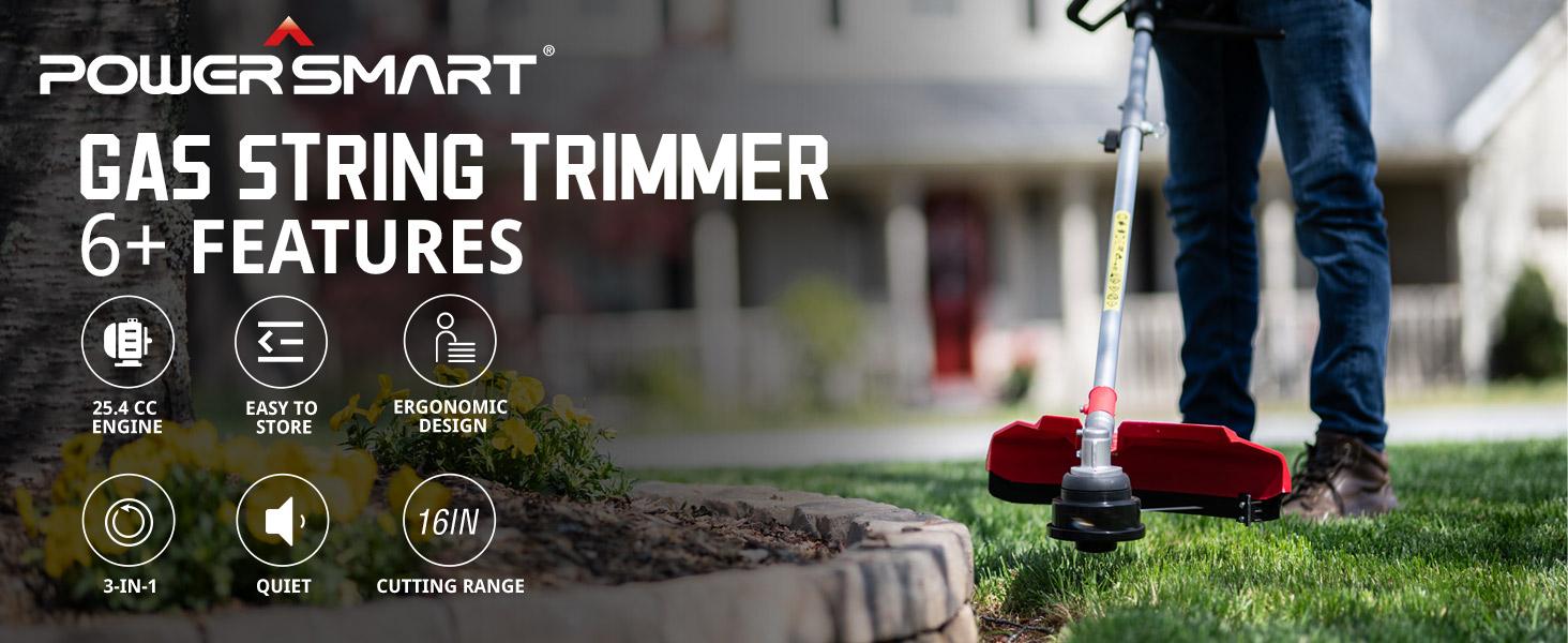 Powersmart 25.4cc Gas String Trimmer & Edger w/ 16",Red and Black, Portable, Vibration Dampening, Lightweight, Easy Assembly, Optimized Efficiency, Easy Maneuverability, Ergonomic Handle,Great for Lawn Business(PS4531 PS4532) Powersmart 25.4cc Gas String Trimmer & Edger w/ 16",Red and Black, Portable, Vibration Dampening, Lightweight, Easy Assembly, Optimized Efficiency, Easy Maneuverability, Ergonomic Handle,Great for Lawn Business(PS4531 PS4532)