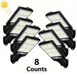 8 Sets Solar Powered LED Street Lights with 120 LEDs Each Smart Remote IP65 Motion Sensor 3 Modes for Pathways Garages Backyards & Front Yards Heavy Duty Waterproof Lighting Solution for Home & Outdoor Areas