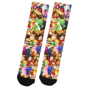 Nintendo Mario Bros. Collage Group Photo Premium Sublimated Crew Socks