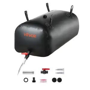VEVOR Water Storage Bladder, 30 Gal Collapsible Water Storage Bag, Wear-Resistant 1000D PVC Soft Waters Bag, Leakproof Camping Tank Containers for Garden Irrigation RV Emergency Use, Black