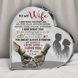 Heart Shaped Acrylic Desktop Plaque Signs, Creative To My Wife Ornament, Romantic Valentine's Day Gift for Wife, Home & Novelty Desk Decor Home Decoration