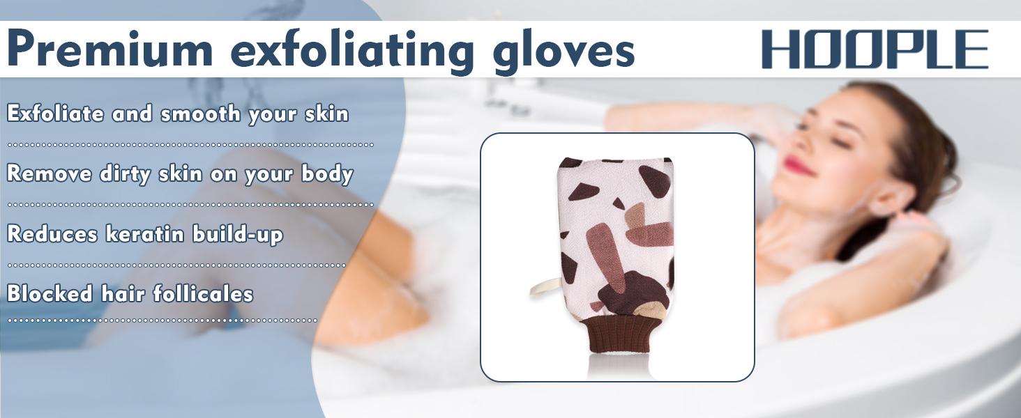Exfoliating Mitts, Exfoliator Gloves Visibly Lift Away Dead Skin, Great for Deap Body Cleaning, Keratosis Pilaris Scrub Bathroom Essentials