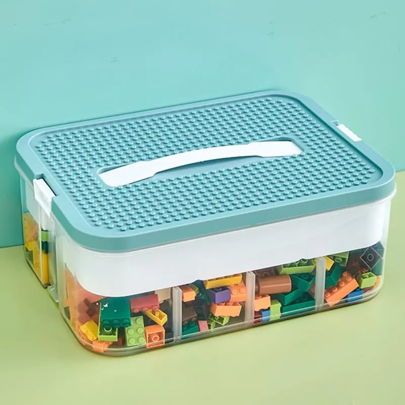 Toys Organizer Storage Case for Lego Box, Toy Stackable Building Blocks with Lids Bins, Adjustable Lego Storage Containers Plastic Toy Box