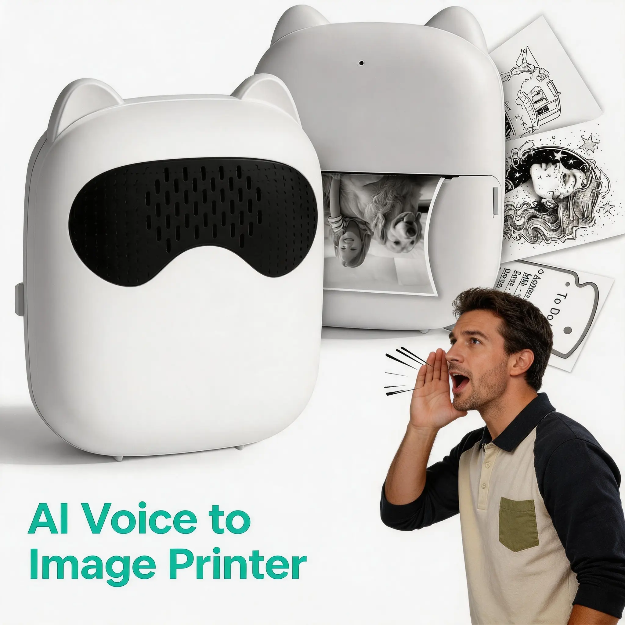 Back To School, Nexus Tech M7 AI Voice Printer, Portable Thermal Printer with AI Image Generation, Voice Input & Smart Assistant, Wireless Mini Printer for Study Notes, Planners, Lists and Creative Projects