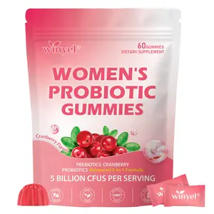 WINYEL Women's Probiotic Gummies Cranberry Flavor 60 Vegan Gummies per Pack for Intimate Health pH Balance & Freshness Support