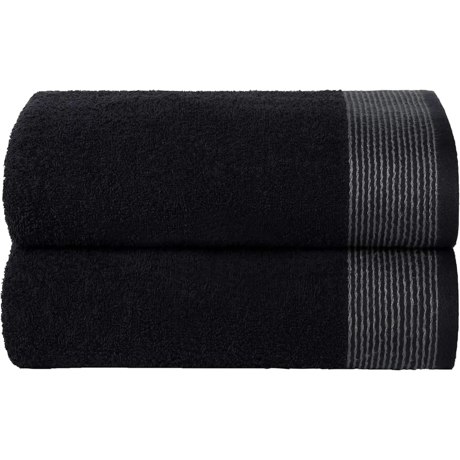 100% Cotton 2-Pack Oversized Large Bathroom Towel Set, 28x55in Ultra Soft, Breathable, Quick Drying Absorbent, Lightweight Towels, Ideal for Gym, Travel - Black, Bathroom Towels