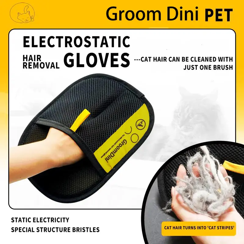 Pet hair remover  gloves Electrostatic gloves, Two-way brush sticky hair remover Cat hair dog hair glover Grooming Removal Cleaning，cat stuff，dog products