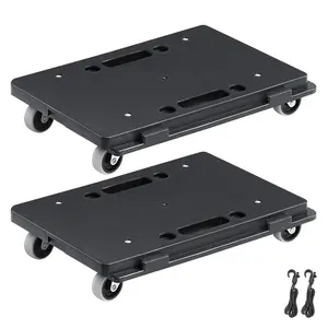 【FathersDayGift】VEVOR Furniture Dolly, 500 lbs Capacity Each Count, Furniture Mover with Wheels, Portable Moving Rollers 4 Wheels Heavy Duty, Small Flat Dolly Cart with Interlocking for Heavy Furniture, 2 Pack, Black