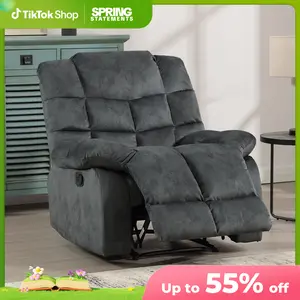 [SpringStatements] Ebello Recliner Chairs for Living Room Manual Reclining Chair Single Sofa for Bedroom, Gray