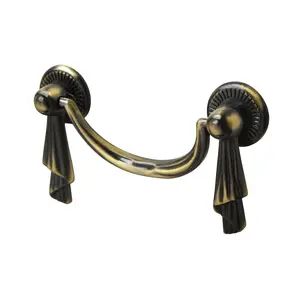Utopia Alley HW310PLAB021 Lauren Pull Handle - Decorative Cabinet Drop Pull Handles for Cabinets and Drawers - Vintage Cabinet Hardware with Hand Finished Antique Brass - Metal Drawer Pull Handle, 2.5" Center to Center