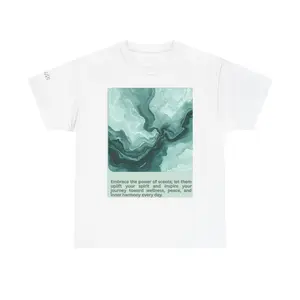 Abstract Teal Marble Print Tee | Inspirational Text, Wellness Vibes