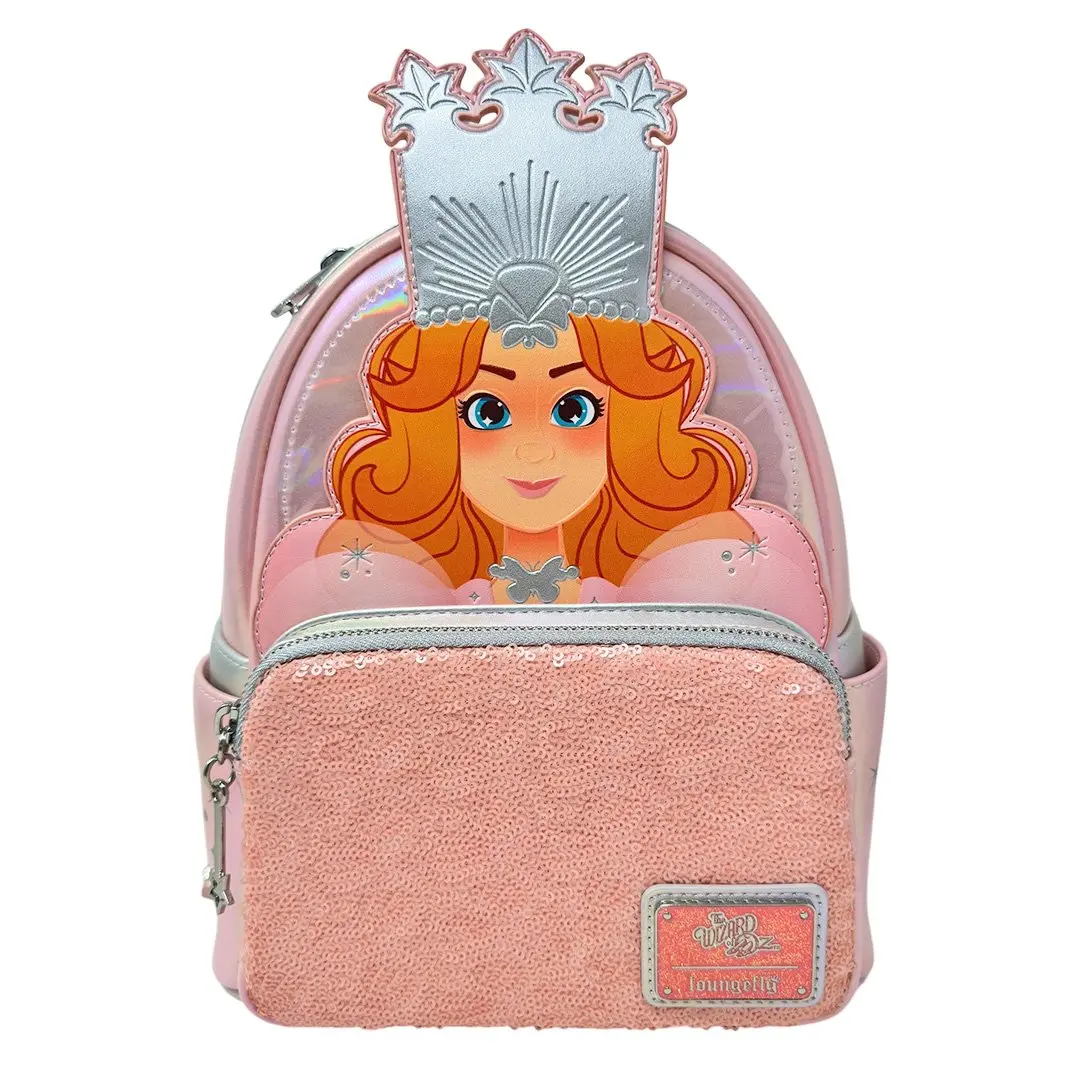 Loungefly Wizard of Oz Glinda Cosplay Mini Backpack for Adults, Sequined Faux Leather Bag with Holographic and Embossed Details, Minibackpack, Collectibles