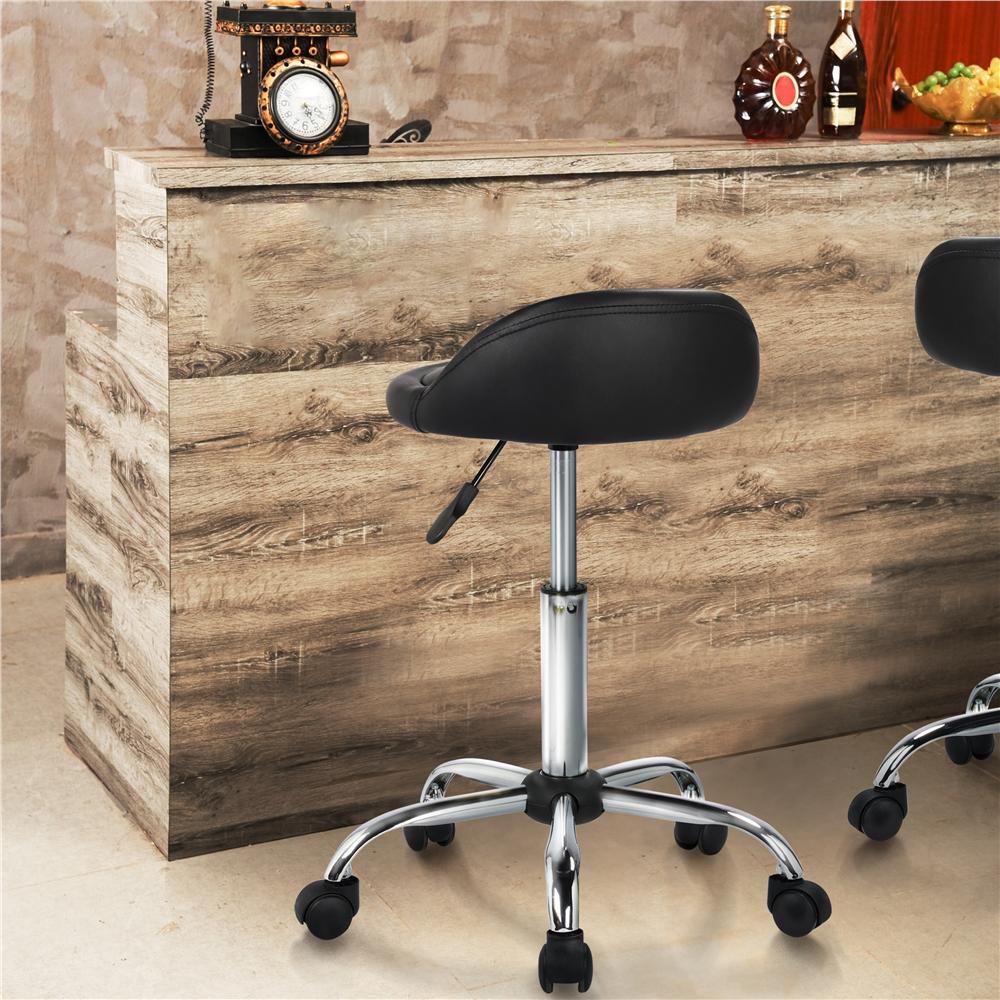 Yaheetech Height Adjustable Rolling Swivel Salon Stool Chair Hydraulic Ergonomic with Backrest Wheels for Tattoo Massage Facial Spa Manicure Dentist Clinic