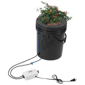 【Summervibes】VEVOR DWC Hydroponics Grow System,  , Hydroponic Growing System with Top Drip Kit, 5-Gallon Deep Water Culture with Air Pump, Air Stone and Water Level Device for Leafy Vegetables(1 Bucket+Top Drip Kit)