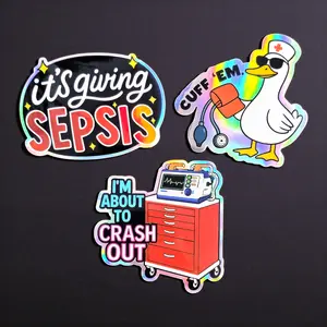 Funny Healthcare Holographic Stickers - Set of 3 Stickers - Funny Stickers for Nurses - Waterproof and Dishwasher Safe - Funny Gift for ER and ICU Nurses