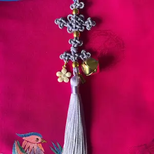 Keychain Charm Rumi Purple, Mira Pink, Zoey Yellow Norigae Demon Hunters Cosplay Handmade Quality Korean Threads With Matching Charms Kaboknots.com