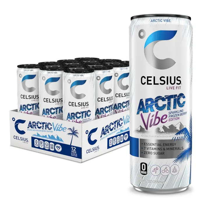 CELSIUS ARCTIC VIBE Sparkling Frozen Berry, Sugar Free Energy Drink, 12 Fl Oz (Pack of 12)