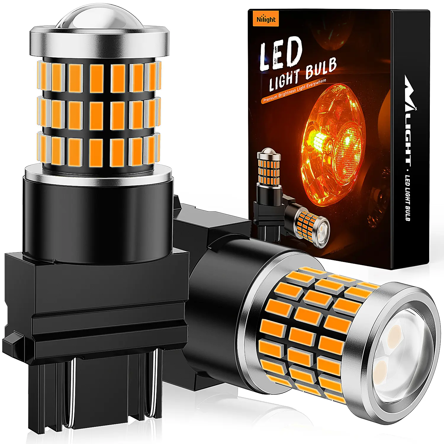 Nilight 57LEDs Amber Yellow LED Bulbs (Pairs) - Compatible with 3156, 3056, 4157, 3057, 3157 - Automotive LED Lights #FathersDayGift,car accessories