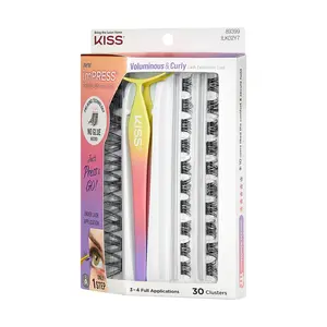 KISS imPRESS Falsies Self-Adhesive Eyelashes, 30 Lash Clusters - Voluminous, Curly False Eyelashes for Beauty & Personal Care Makeup