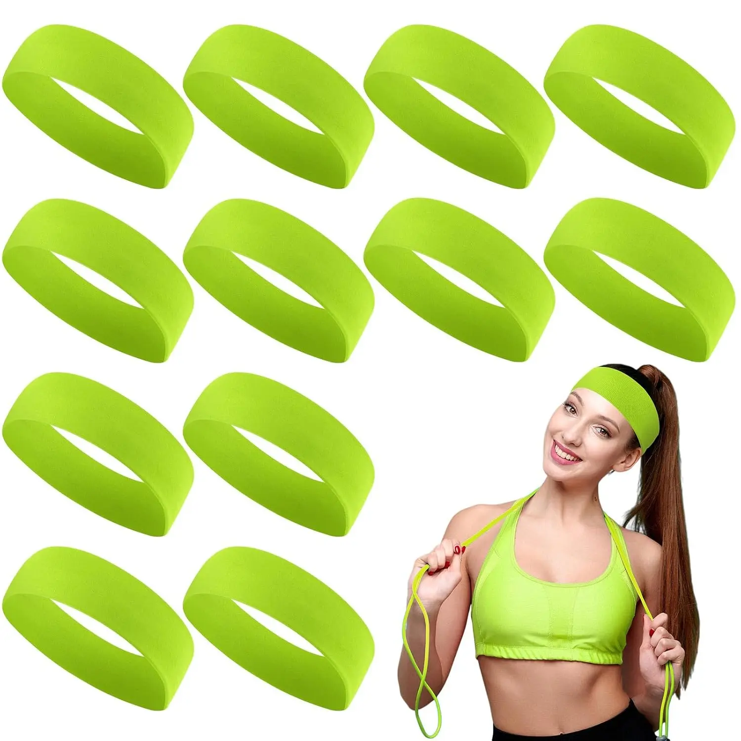 12 Pack Sports Headbands for Women Stretch Sweat Wicking Polyester Hair Bands Bulk for Yoga Running Gym Tennis Workout Fitness Outdoor Activities