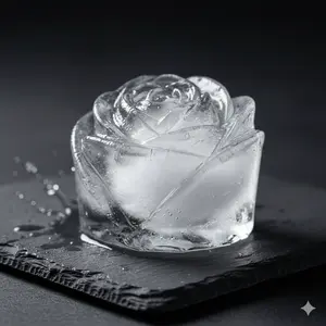 3D Elegant Rose Shaped Ice Cube Mold, 4-Cavity Silicone Tray Utensils for Cocktails - Ice Molds Home Bar Accessories, Valentine's Day Floral Gift for Drink Enthusiasts, Easy to Use & Clean