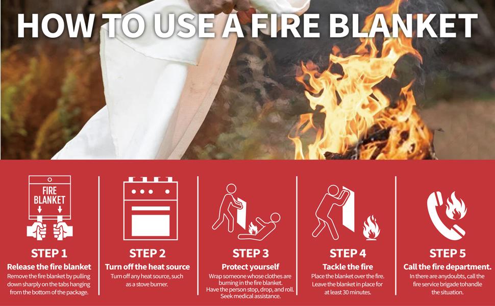 Fiberglass Emergency Fire Blanket - 4 Packs Emergency Survival Supplies - 40"x40" Fire Suppression Blanket for Home, Kitchen, Four Packs