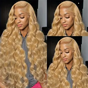 32Inch Honey Blonde Wig Human Hair Body Wave  Honey 180% Density  Blonde HD Lace Front Wig Human Hair 13x6Lace Front Wigs Colored 27# Ash Blonde Wig Glueless Frontal Wigs