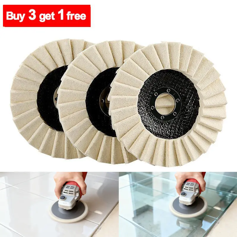 【Buy 3 Get 1 Free】5-inch Wool Polishing Wheels Buffing Pads (4PCS, 4-1/2" x 7/8" Arbor) - Angle Grinder Accessories for Metal, Glass, Ceramic Polishing, Longevity, Vibration-Absorbing, Good Heat Dissipation - Tools & Hardware, Wool Blocks