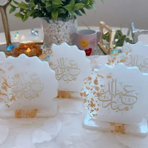 Eid Mubarak Resin Decor | Islamic Home Decor | Gold Leaf Resin Art | Handmade Eid Gift