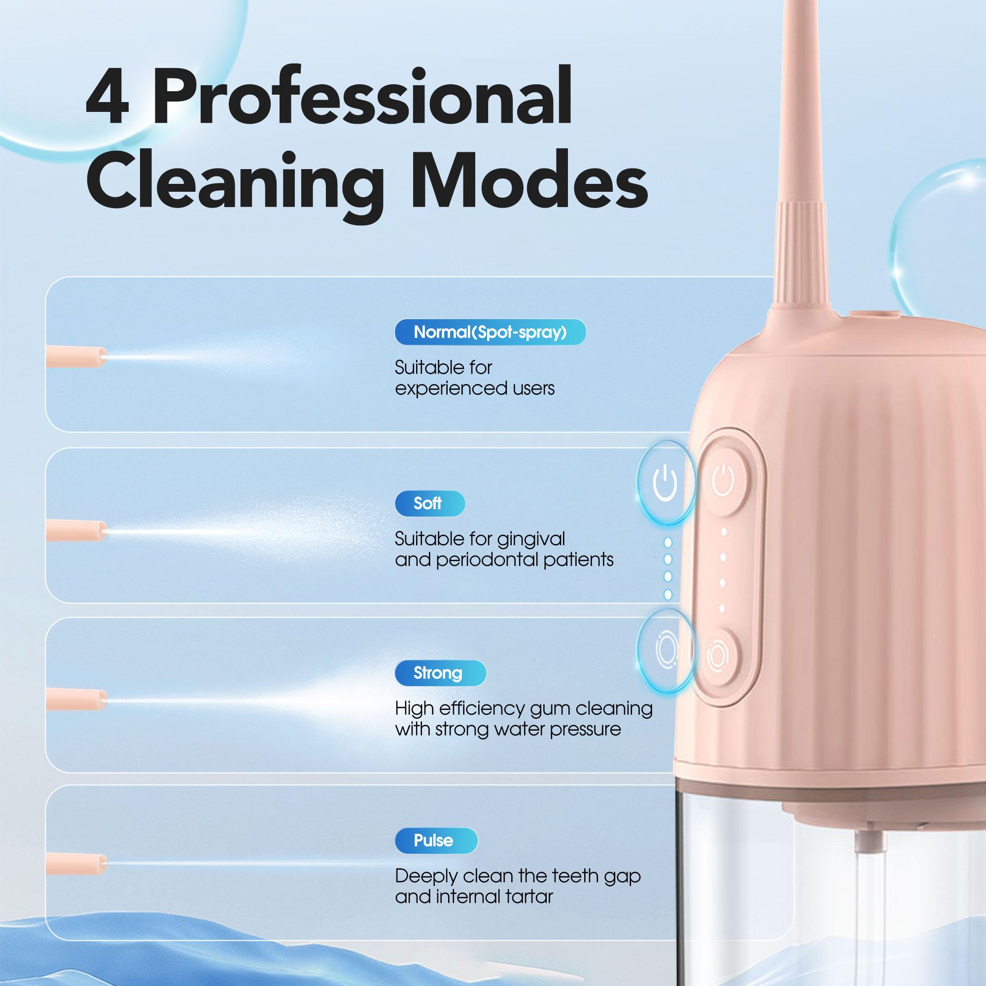 Operan Compact Dental Water Flosser,  IPX7 Waterproof 360°, Rotating Tips 4 Modes Cordless Oral Irrigator for Home Travel Gift Electric Teeth Cleaner - Travel Size Oral Irrigator 200ml Tank