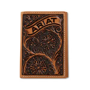 A3568108 Ariat Banner Tooled Leather Trifold Wallet