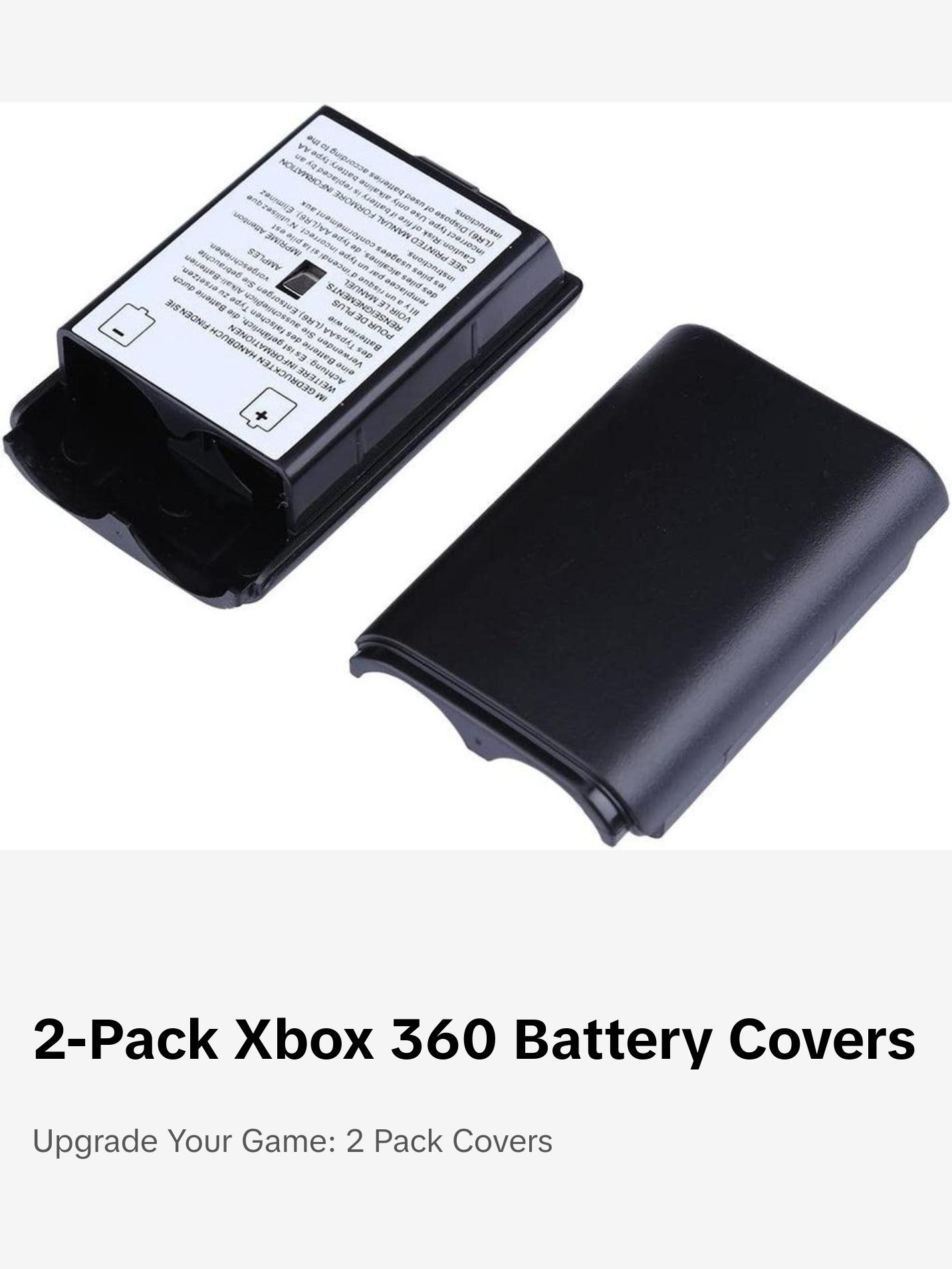 2x black battery pack cover shell case kit for an XBOX 360 wireless controller.