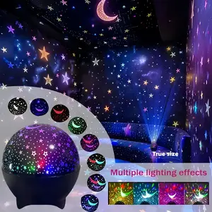 USB Starry Moon Projection Lamp, Room Decor LED Night Light, Dynamic Flashing Atmosphere Lighting for Bedroom Living Room Ktv Office Bar Double Head Wireless Desk Personalized Music Logo Wall Vintage Gold Glass Pendant ambient decoration motion sensor