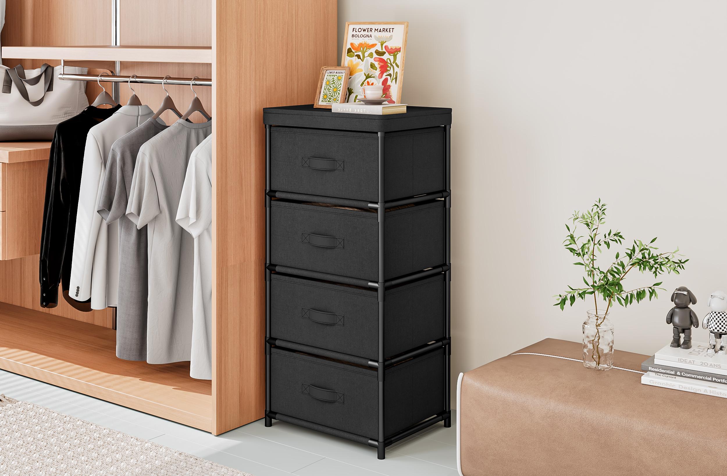 4/6/8 Drawer Fabric Dresser - Metal Frame Storage Tower for Bedroom, Living Room & Entryway, Space-Saving Closet Organizer